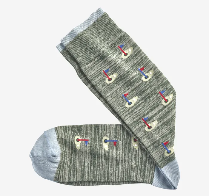 Men Socks Johnston and Murphy Novelty Socks Green Golf