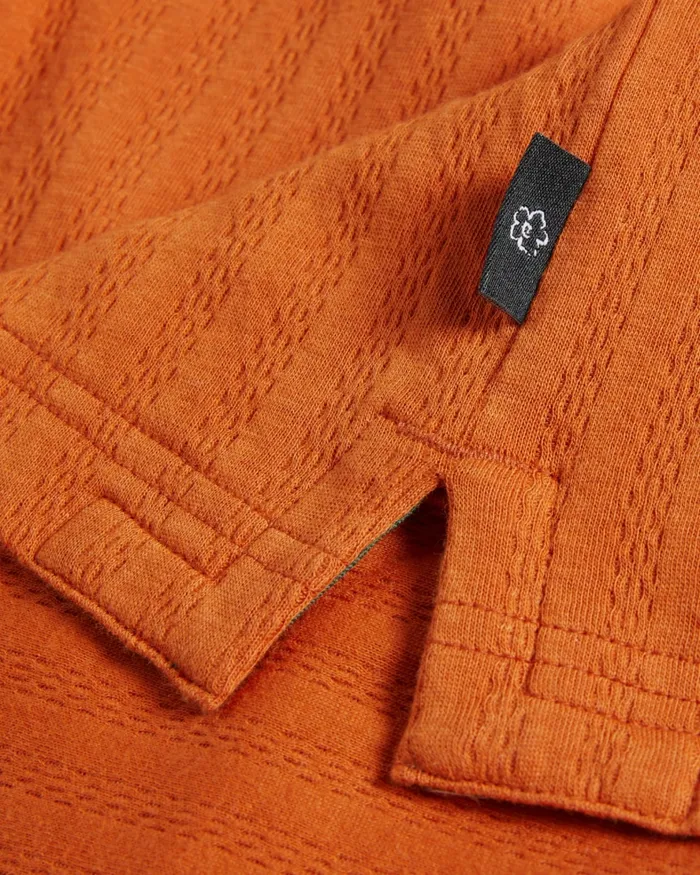 Men SPEYSID 8211 Short Sleeve Textured Zip Polo Shirt Dark Orange Ted Baker Tops