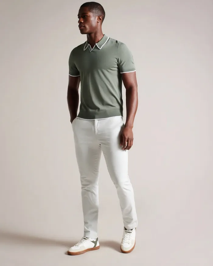 Men STORTFO 8211 Short Sleeve Rayon Polo Shirt Khaki Ted Baker Jumpers and Knitwear Men STORTFO 8211 Short Sleeve Rayon Polo Shirt Khaki Ted Baker Jumpers and Knitwear