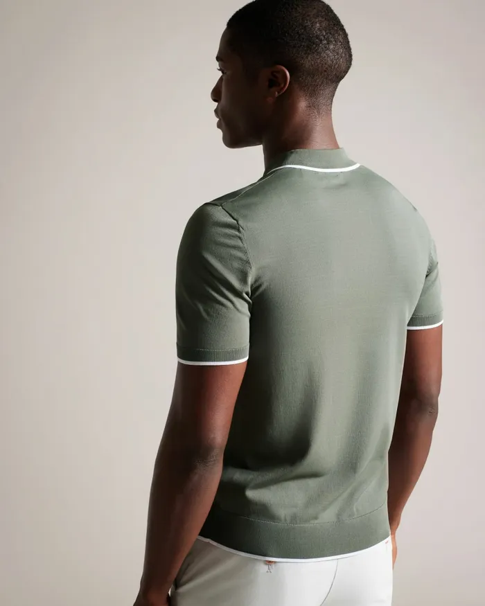 Men STORTFO 8211 Short Sleeve Rayon Polo Shirt Khaki Ted Baker Jumpers and Knitwear Men STORTFO 8211 Short Sleeve Rayon Polo Shirt Khaki Ted Baker Jumpers and Knitwear
