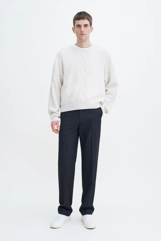 Men Straight Wool Trousers Black Filippa K Trousers