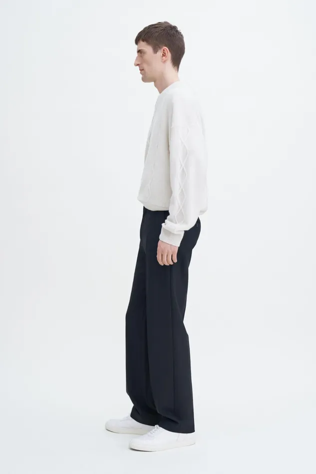 Men Straight Wool Trousers Black Filippa K Trousers