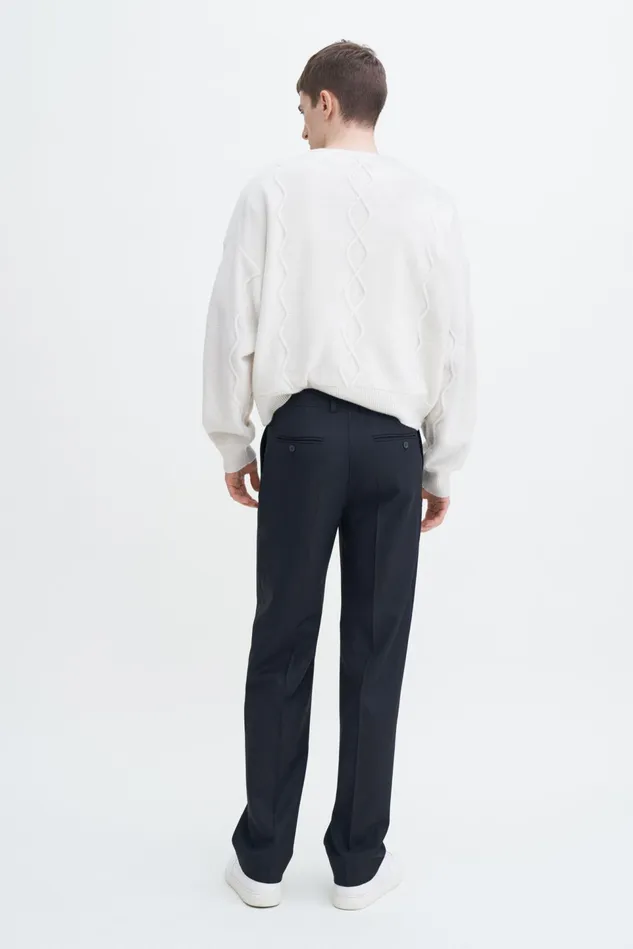 Men Straight Wool Trousers Black Filippa K Trousers