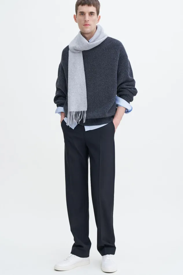 Men Straight Wool Trousers Black Filippa K Trousers