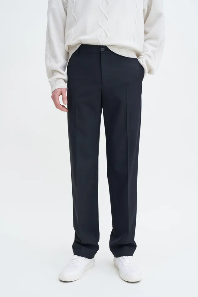 Men Straight Wool Trousers Black Filippa K Trousers