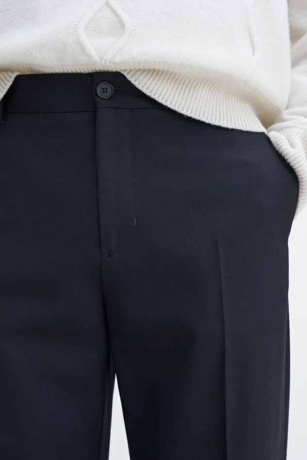 Men Straight Wool Trousers Black Filippa K Trousers
