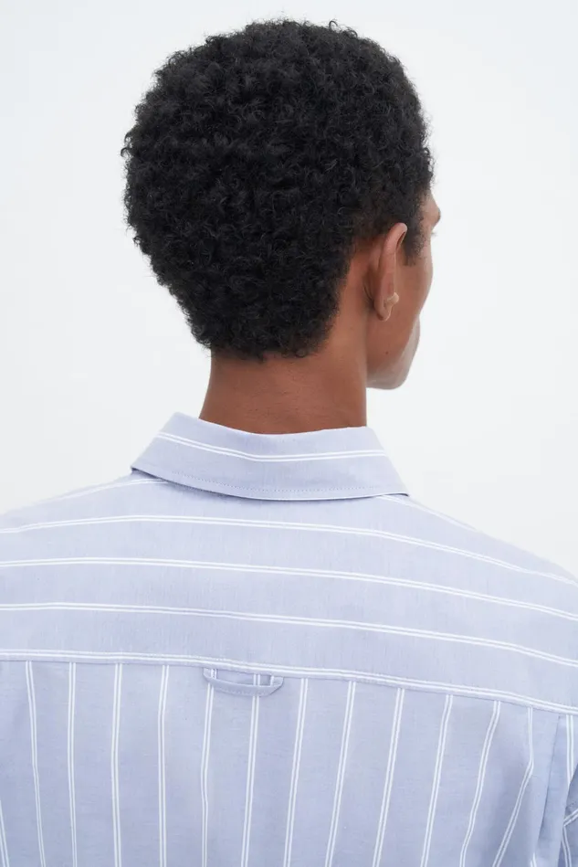 Men Striped Cotton Poplin Shirt Chambray Stripe Filippa K Shirts