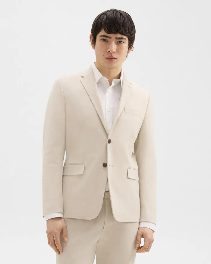 Men Suits Theory Slim Blazer In Stretch Cotton New Sand