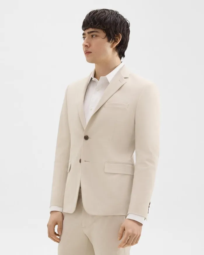 Men Suits Theory Slim Blazer In Stretch Cotton New Sand