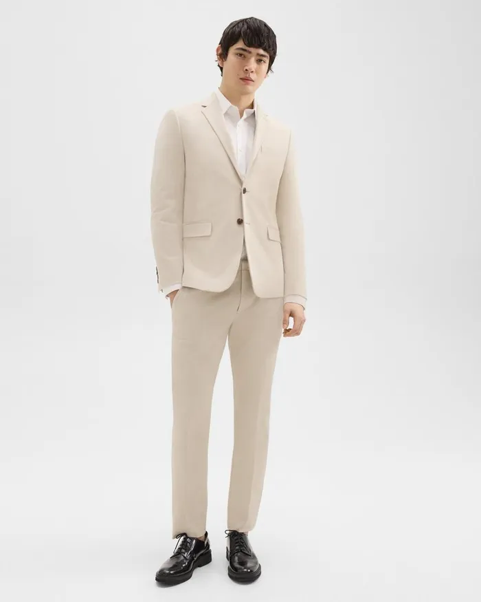 Men Suits Theory Slim Blazer In Stretch Cotton New Sand