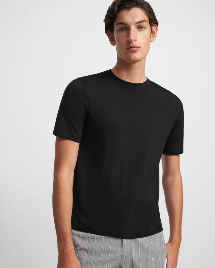 Men Sweaters Cardigans Theory Basic Tee In Regal Wool Black