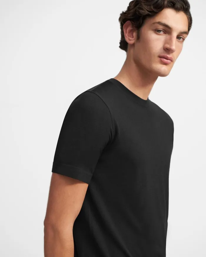 Men Sweaters Cardigans Theory Basic Tee In Regal Wool Black