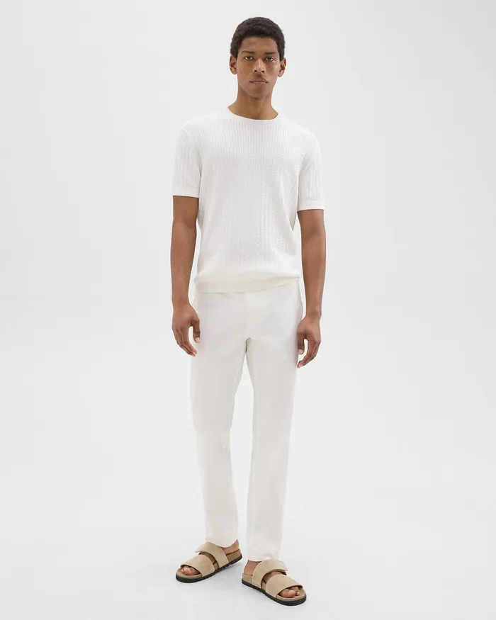 Men Sweaters Cardigans Theory Cable Knit Tee In Cotton Ivory