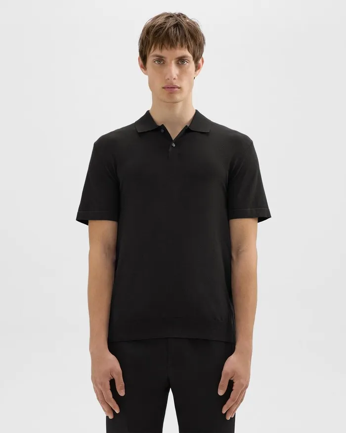 Men Sweaters Cardigans Theory Goris Polo Shirt In Light Bilen Black