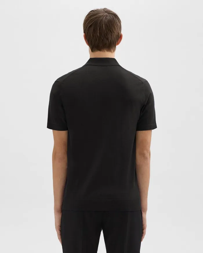 Men Sweaters Cardigans Theory Goris Polo Shirt In Light Bilen Black