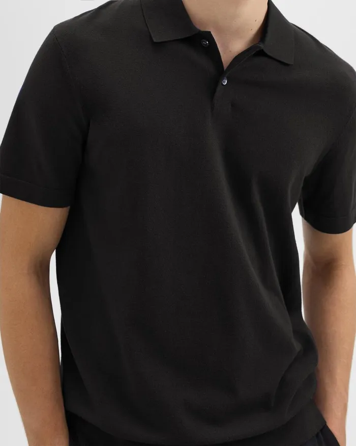 Men Sweaters Cardigans Theory Goris Polo Shirt In Light Bilen Black