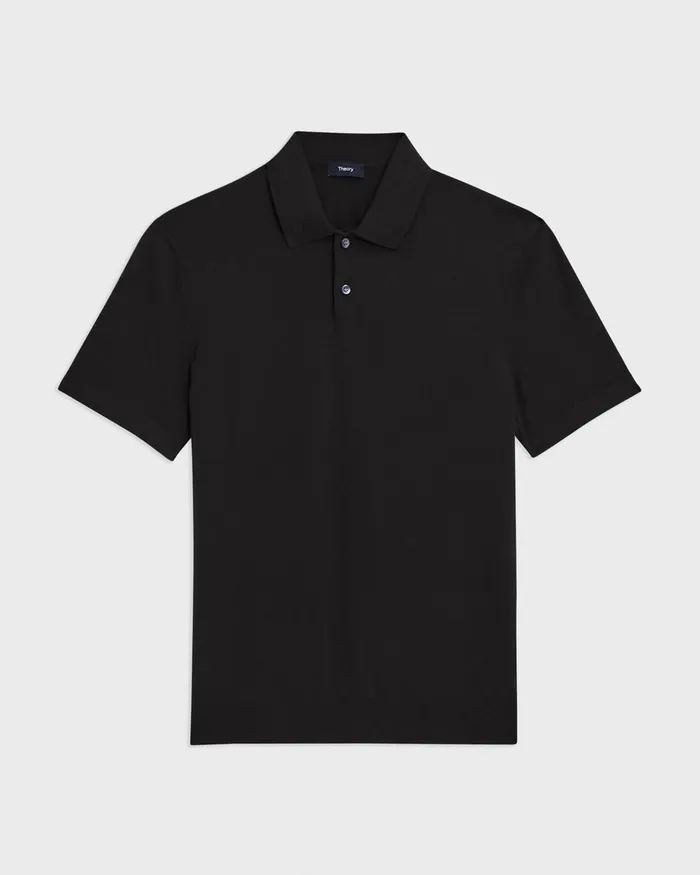 Men Sweaters Cardigans Theory Goris Polo Shirt In Light Bilen Black