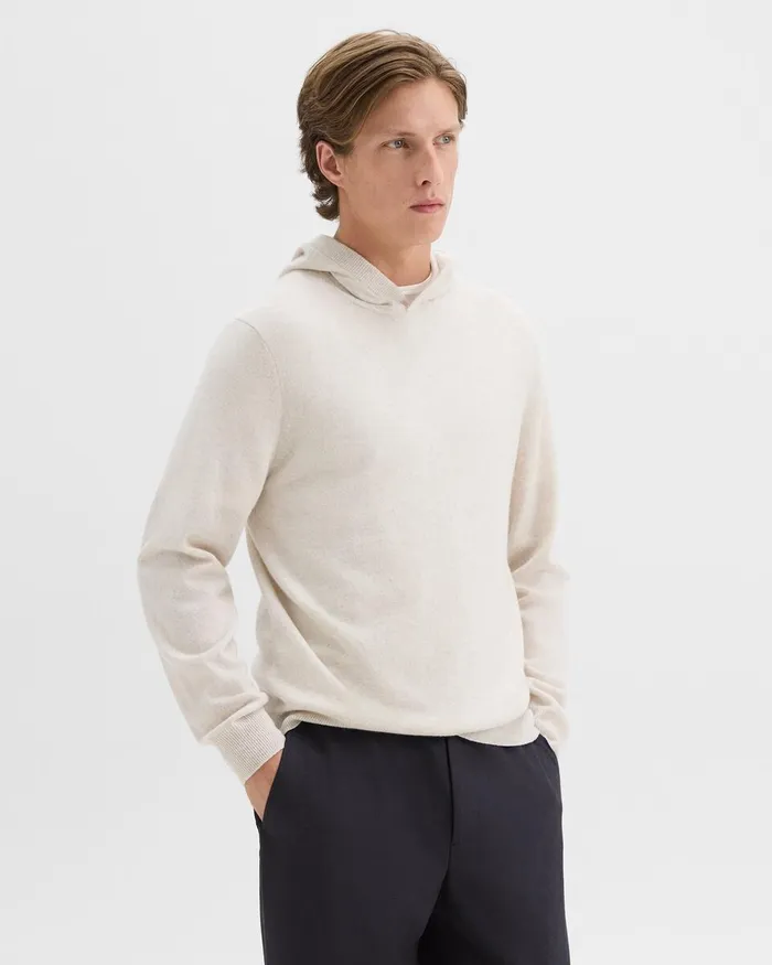 Men Sweaters Cardigans Theory Hilles Hoodie In Cashmere Natural Melange