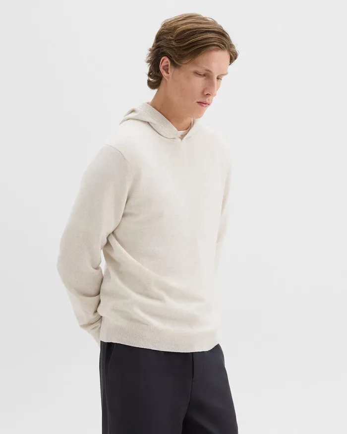 Men Sweaters Cardigans Theory Hilles Hoodie In Cashmere Natural Melange