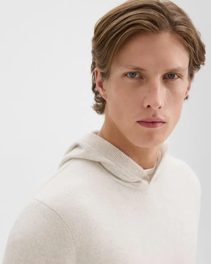 Men Sweaters Cardigans Theory Hilles Hoodie In Cashmere Natural Melange