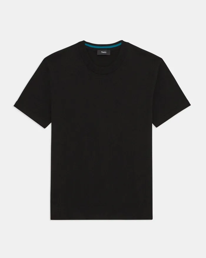 Men Sweaters Cardigans Theory Sarior ShortSleeve Sweater In Fine Bilen Blacktempo Teal