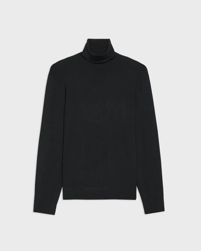 Men Sweaters Cardigans Theory Turtleneck Sweater In Regal Wool Black