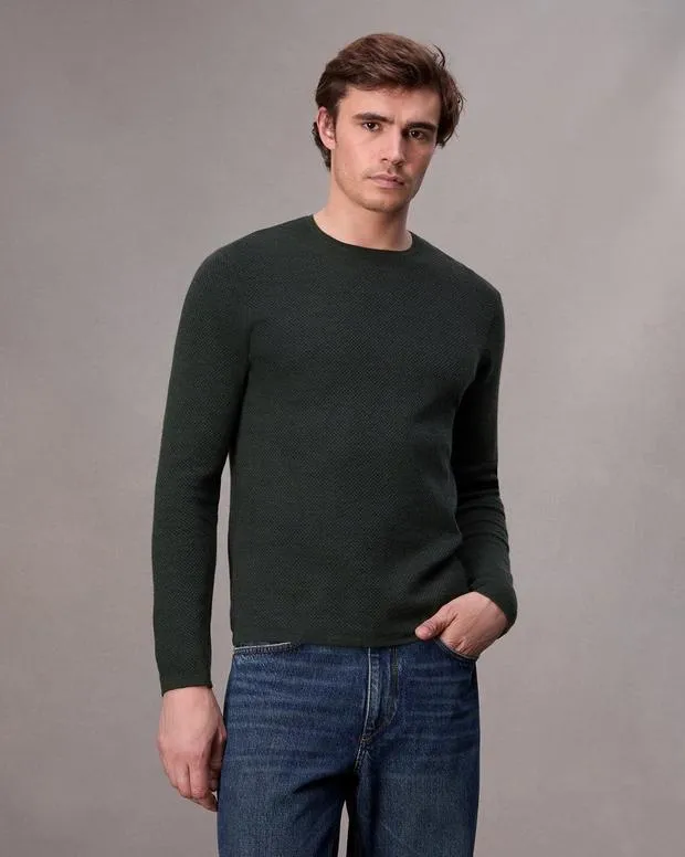 Men Sweaters Rag and Bone Bennet Crewneck Sweater Forest Green