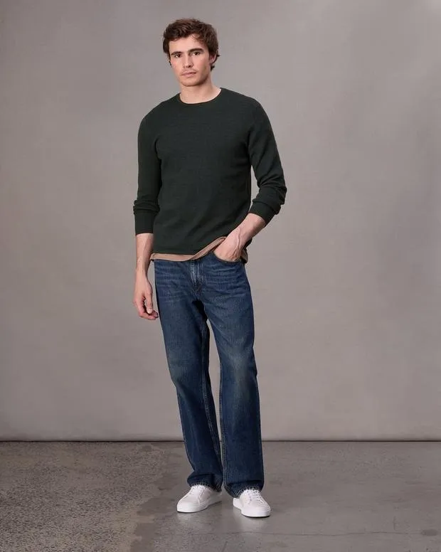 Men Sweaters Rag and Bone Bennet Crewneck Sweater Forest Green