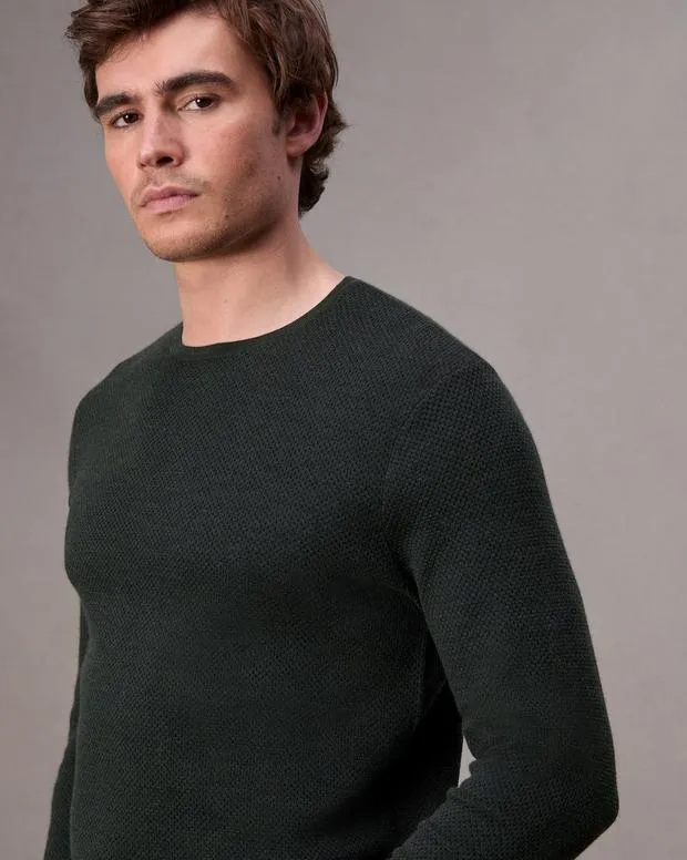 Men Sweaters Rag and Bone Bennet Crewneck Sweater Forest Green