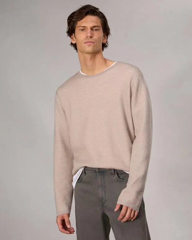 Men Sweaters Rag and Bone Bennet Crewneck Sweater Light Tan