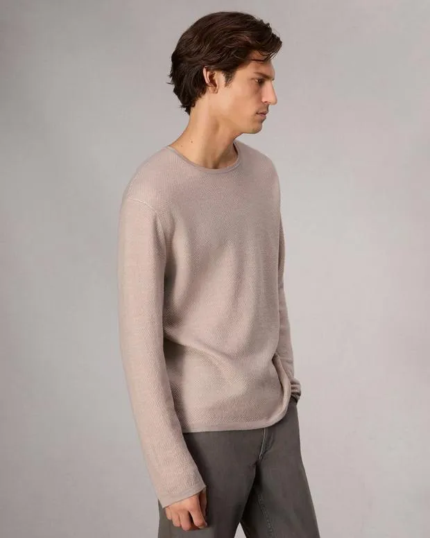 Men Sweaters Rag and Bone Bennet Crewneck Sweater Light Tan