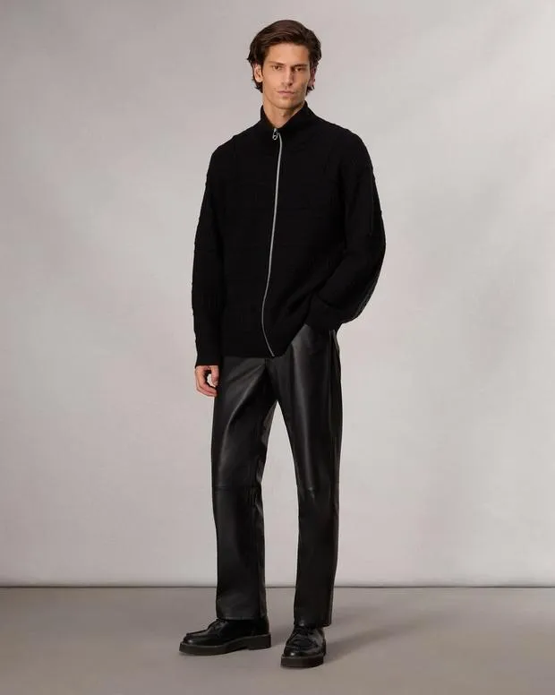 Men Sweaters Rag and Bone Colton ZipUp Sweater Black