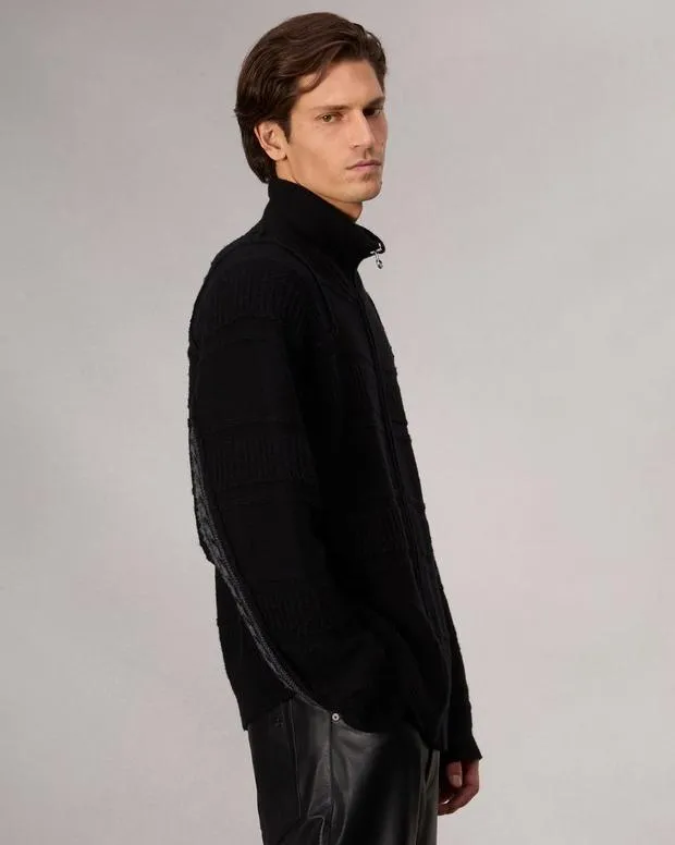 Men Sweaters Rag and Bone Colton ZipUp Sweater Black