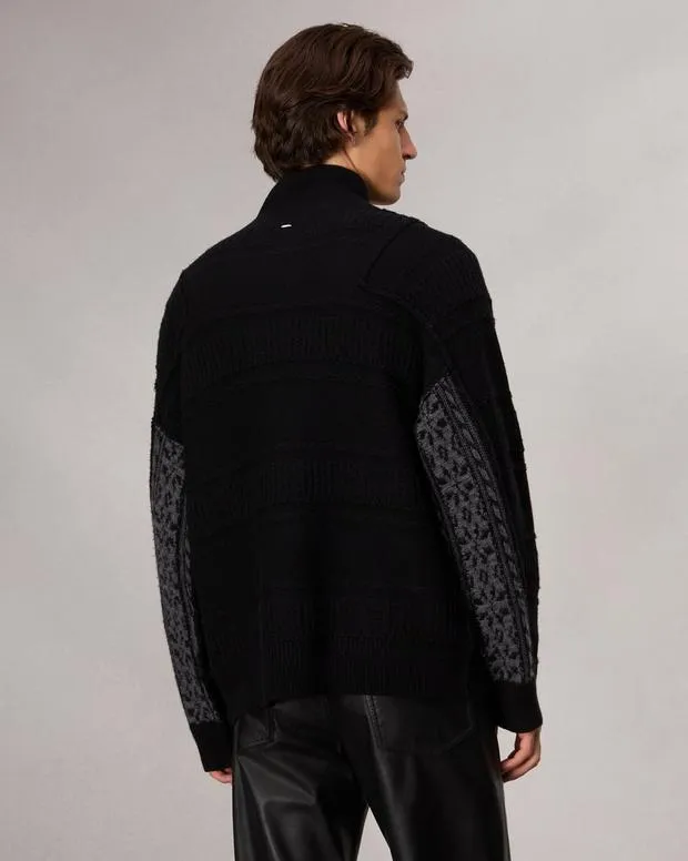 Men Sweaters Rag and Bone Colton ZipUp Sweater Black