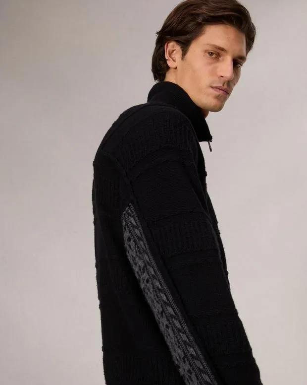 Men Sweaters Rag and Bone Colton ZipUp Sweater Black