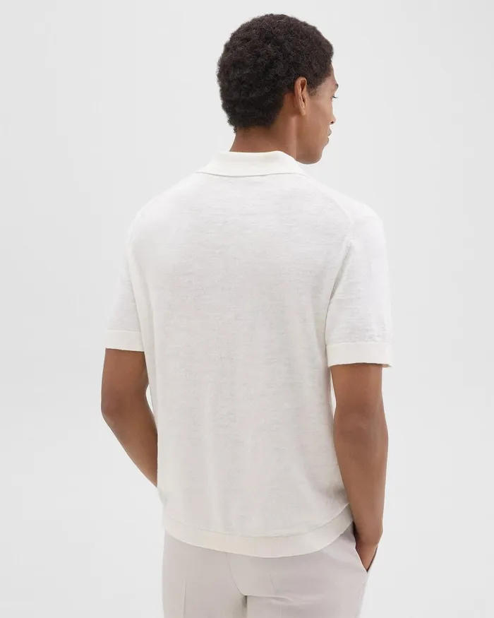 Men TShirts Polos Theory Brenan Polo Shirt In CottonLinen White
