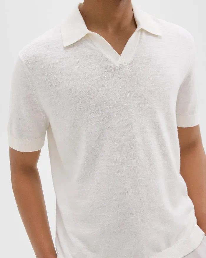 Men TShirts Polos Theory Brenan Polo Shirt In CottonLinen White