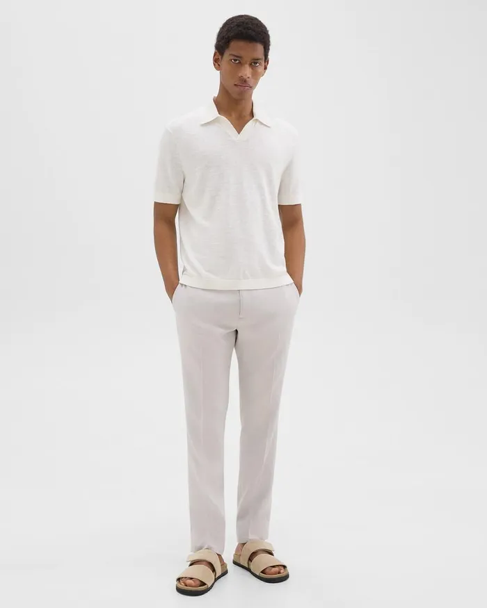 Men TShirts Polos Theory Brenan Polo Shirt In CottonLinen White