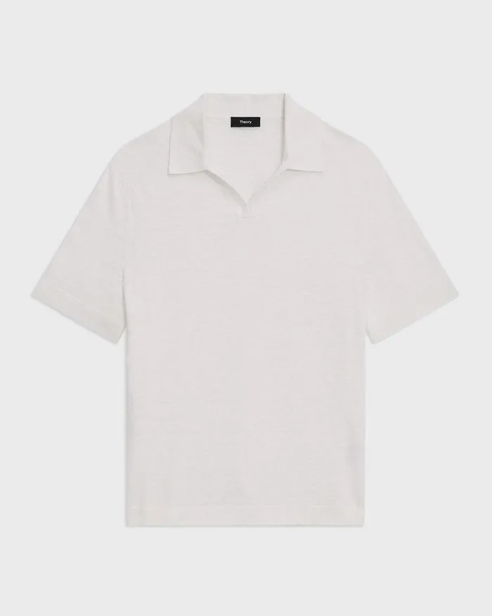 Men TShirts Polos Theory Brenan Polo Shirt In CottonLinen White