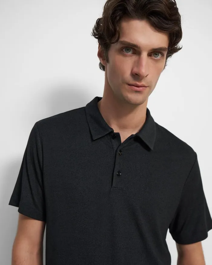 Men TShirts Polos Theory Bron Polo Shirt In Anemone Modal Jersey Black Multi