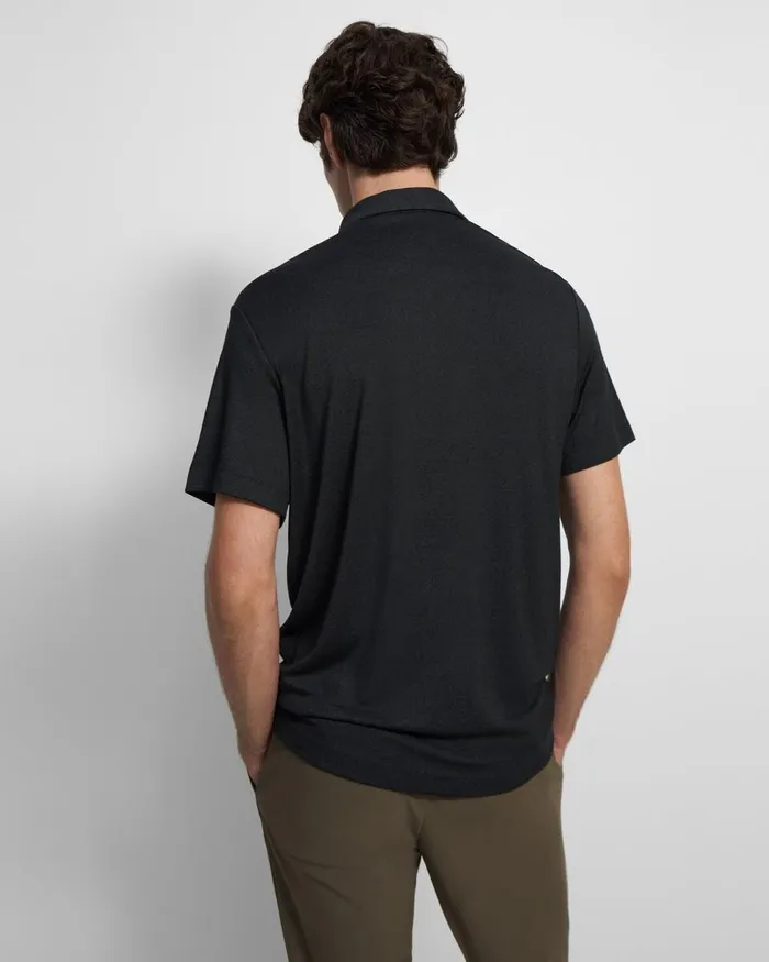 Men TShirts Polos Theory Bron Polo Shirt In Anemone Modal Jersey Black Multi