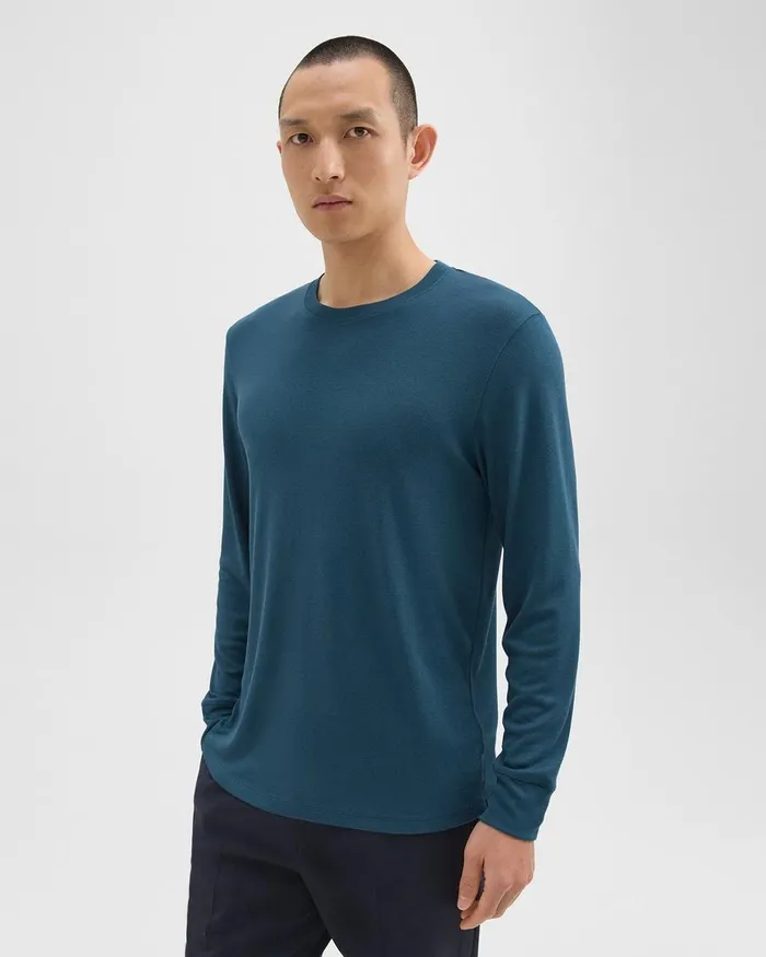 Men TShirts Polos Theory Essential LongSleeve Tee In Anemone Modal Jersey Twilight