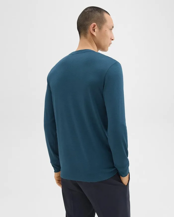 Men TShirts Polos Theory Essential LongSleeve Tee In Anemone Modal Jersey Twilight