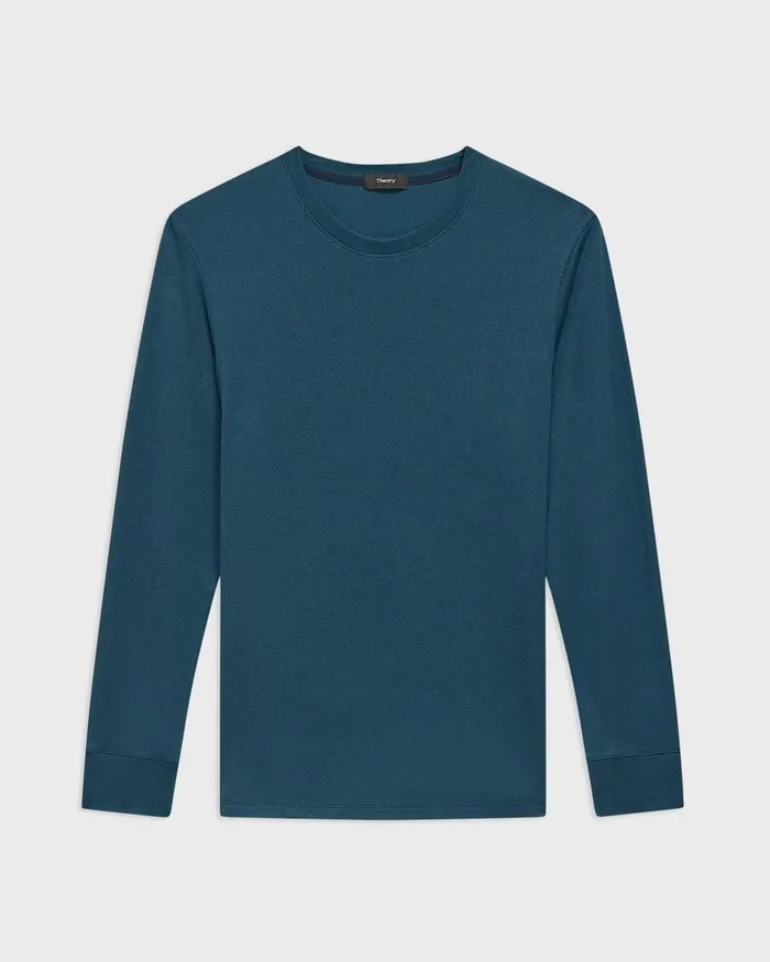 Men TShirts Polos Theory Essential LongSleeve Tee In Anemone Modal Jersey Twilight