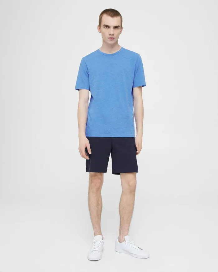 Men TShirts Polos Theory Essential Tee In Cosmos Slub Cotton Palace Blue