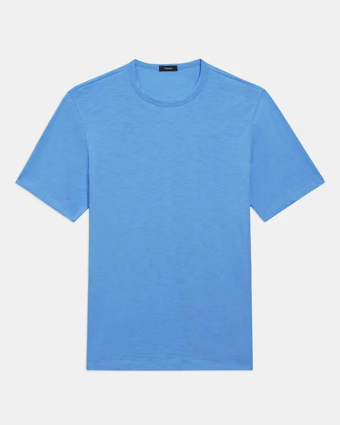 Men TShirts Polos Theory Essential Tee In Cosmos Slub Cotton Palace Blue