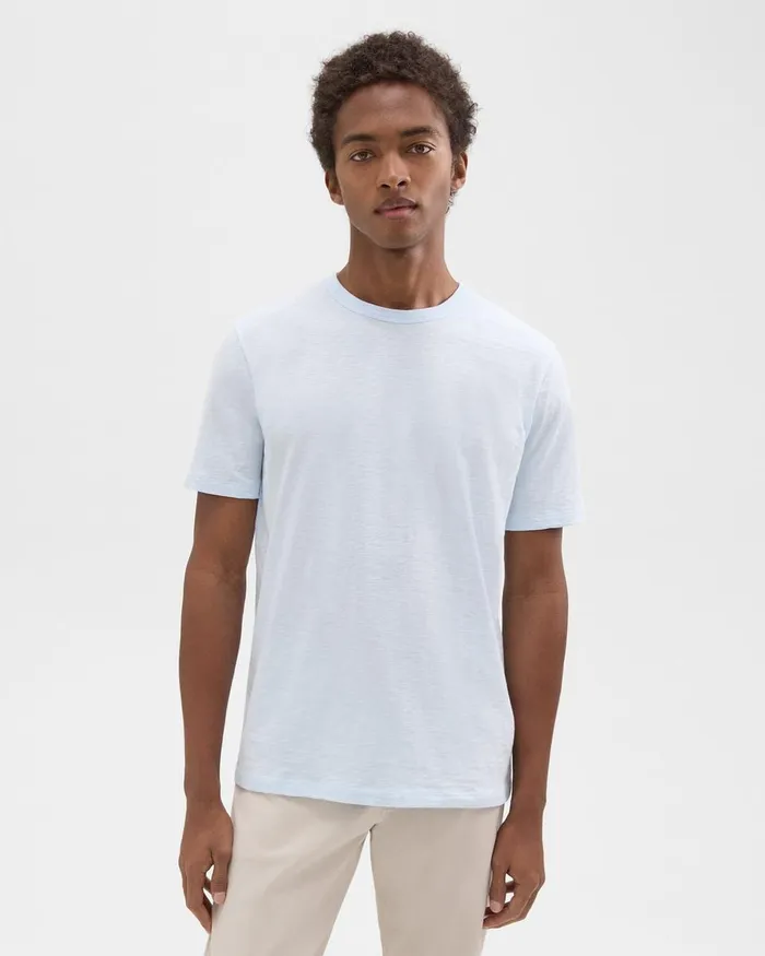Men TShirts Polos Theory Essential Tee In Cosmos Slub Cotton Skylight
