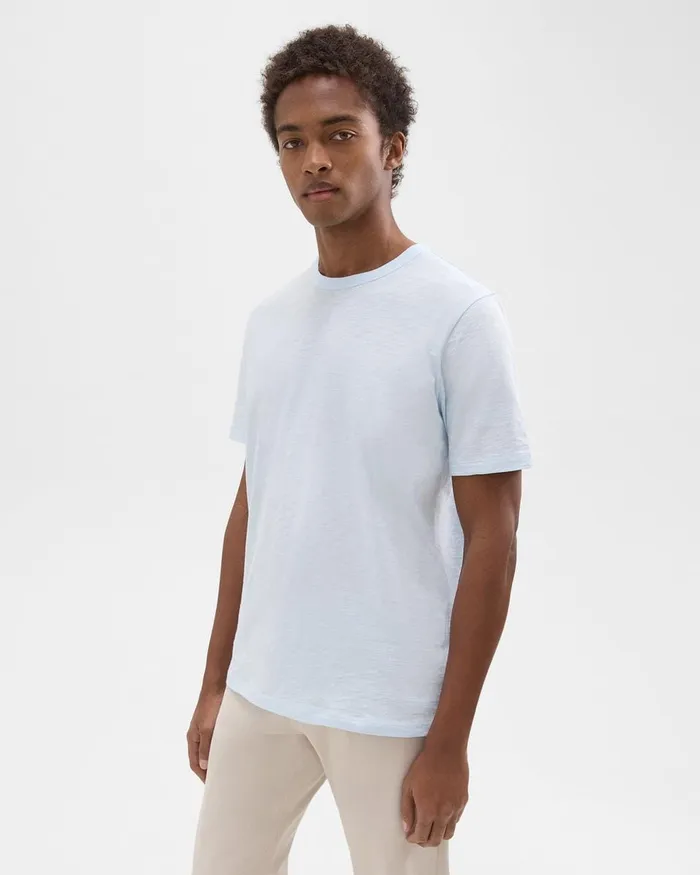 Men TShirts Polos Theory Essential Tee In Cosmos Slub Cotton Skylight