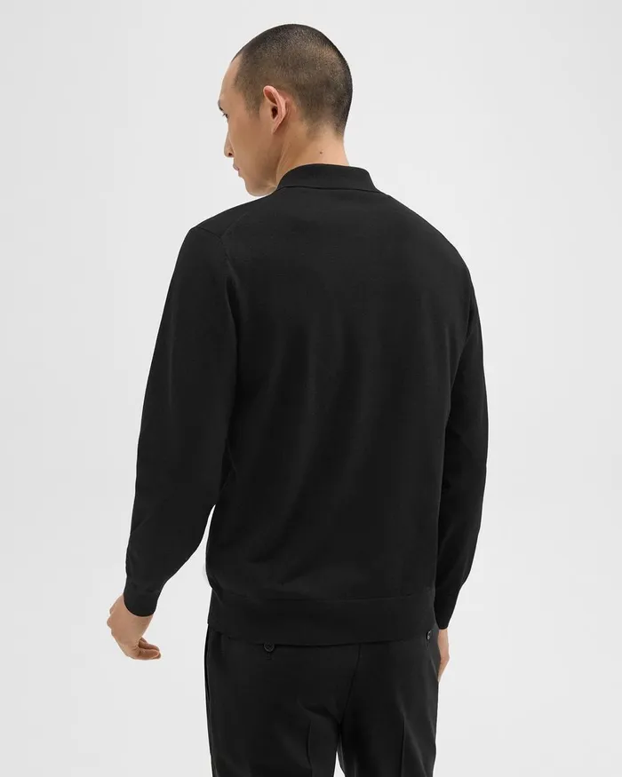 Men TShirts Polos Theory Goris LongSleeve Polo Shirt In Light Bilen Black