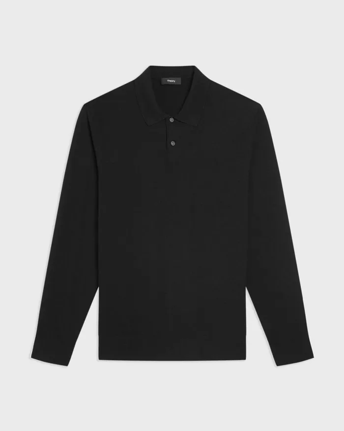 Men TShirts Polos Theory Goris LongSleeve Polo Shirt In Light Bilen Black